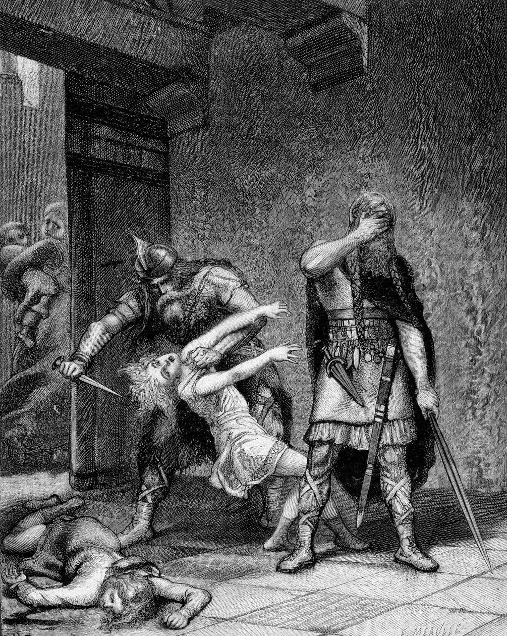 Clotaire I and Childebert I, the Frankish kings, murdered two sons of their brother Clodomir by Unknown artist