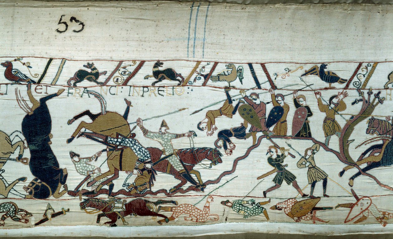 Conquest of England by William the Conqueror: The Battle of Hastings (detail of Bayeux Tapestry) by Unknown artist