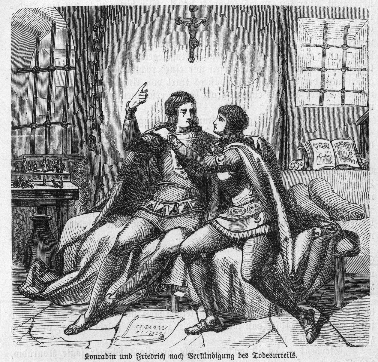 Conradin of Swabia and Frederick of Baden Being Informed of Their Execution in Prison in Naples - Conradin of Hohenstaufen, King of Sicily and Jerusalem under the name of Conrad by Unknown artist