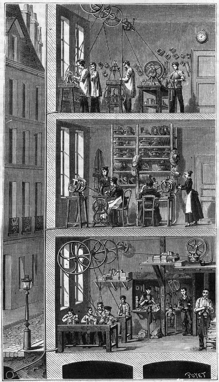 Cross section of a house on rue Beaubourg in Paris, showing the use of force distribution. - A l