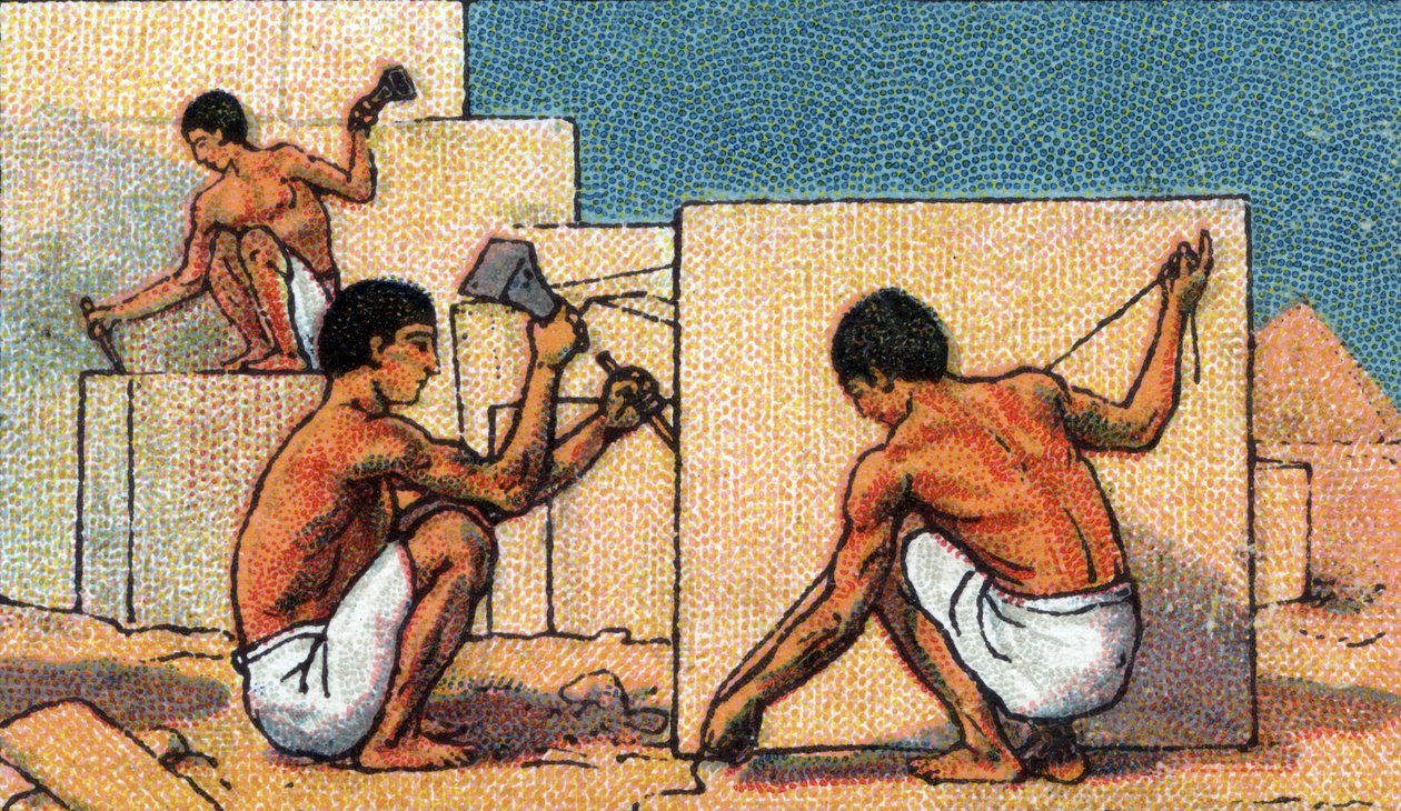 Daily Life in Ancient Egypt: Stone-Cutters Working on Pyramid Construction Sites by Unknown Artist