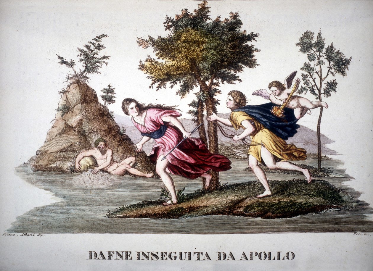 Daphne Pursued by Apollo - in Dizionario Mitologico by Unknown artist