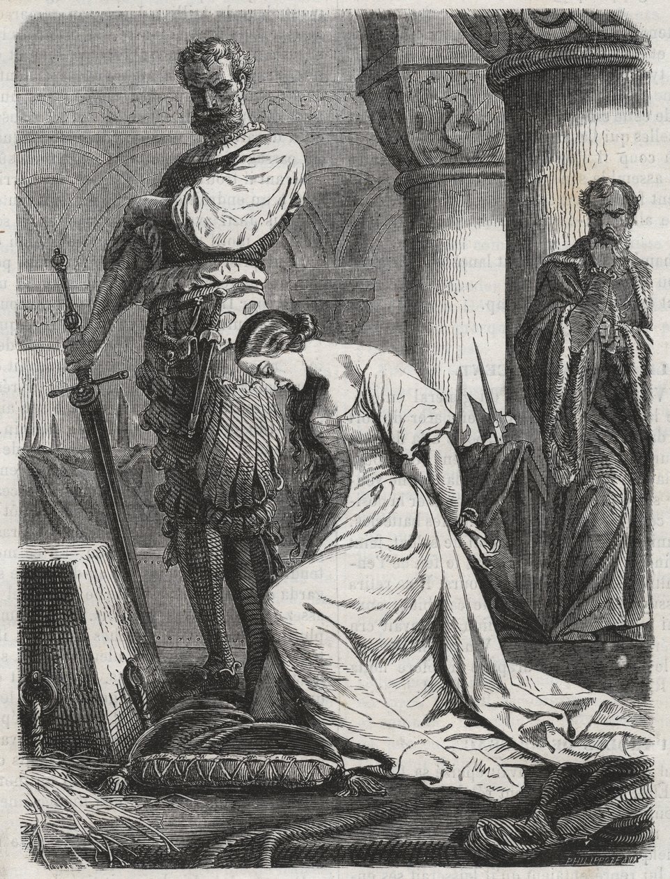 Death of Katherine Howard, Wife of Henry VIII engraving 1864 by Unknown artist