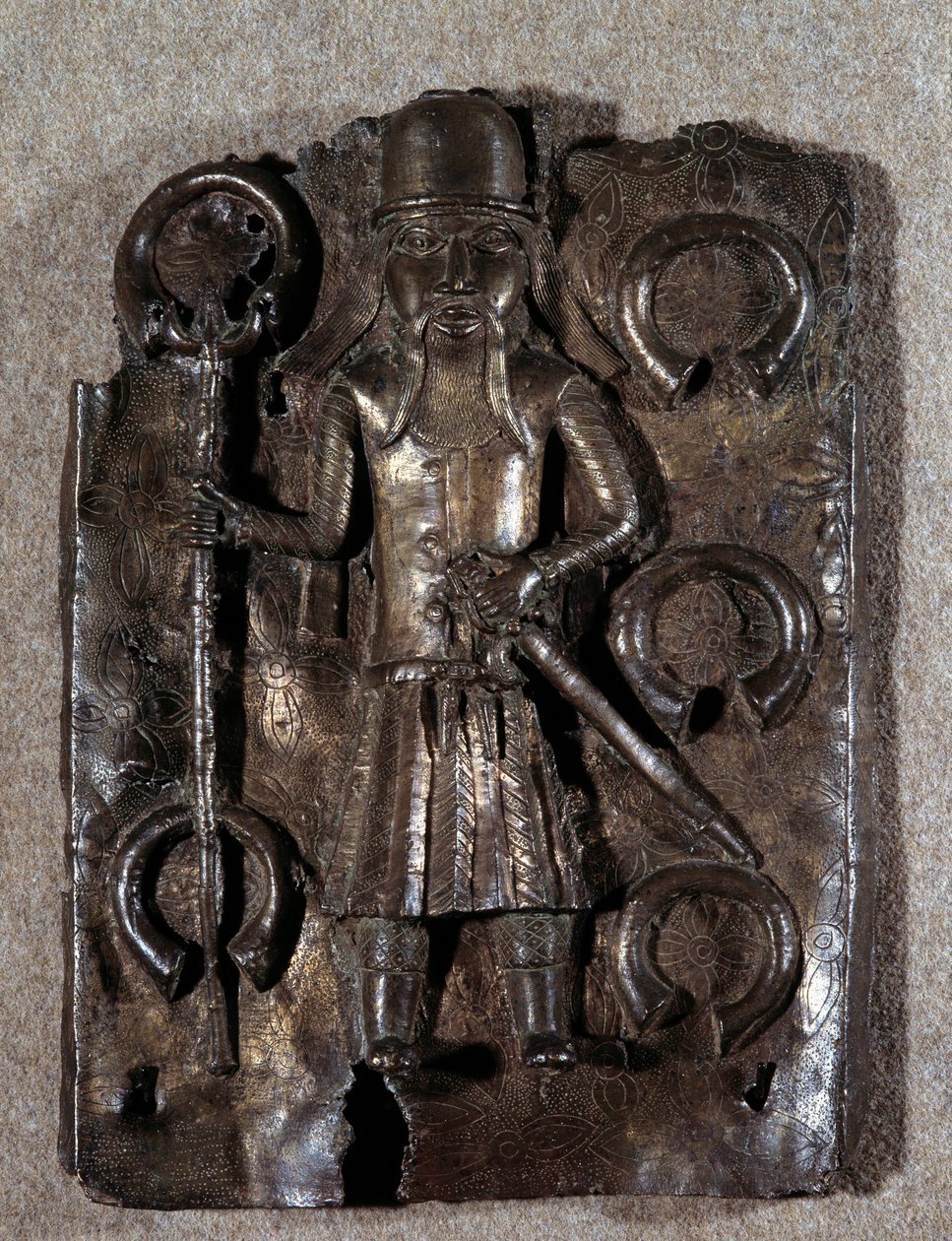 Brassware plate carved by a Portuguese warrior by Unknown artist