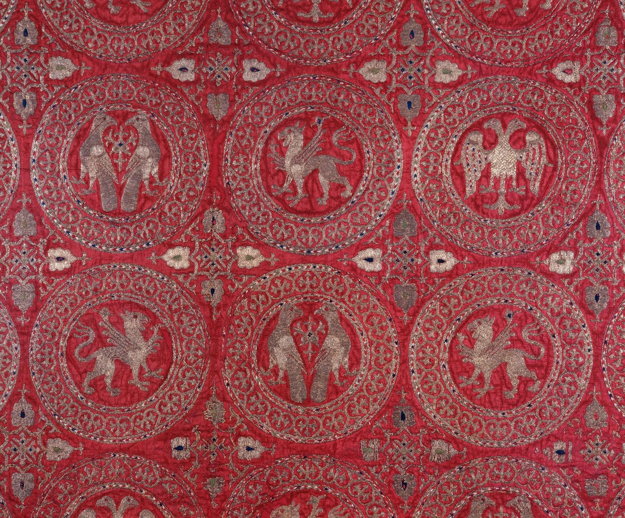 Detail of Ecclesiastic Costume Fabric in Purple Silk from Cyprus Representing Fantastic Animals (13th century) by Unknown artist