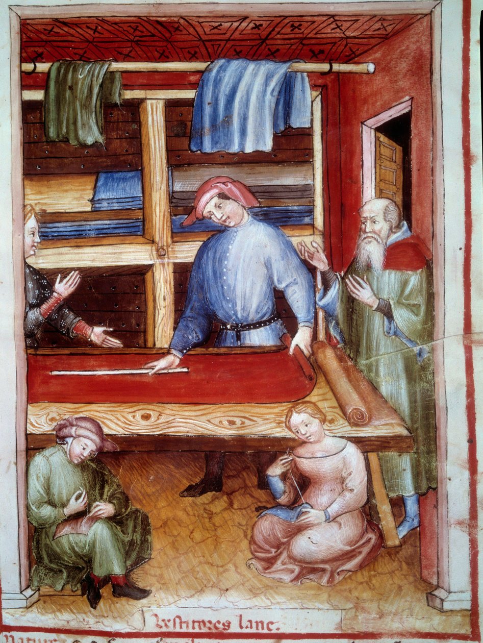 Drapier shop. Illuminure from the trade of medicine and dietetics Tacuinum sanitatis by Unknown artist