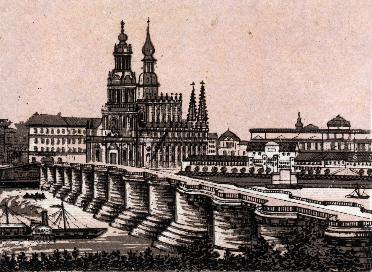 Dresden, Germany: view of the Augustus Bridge by Unknown artist