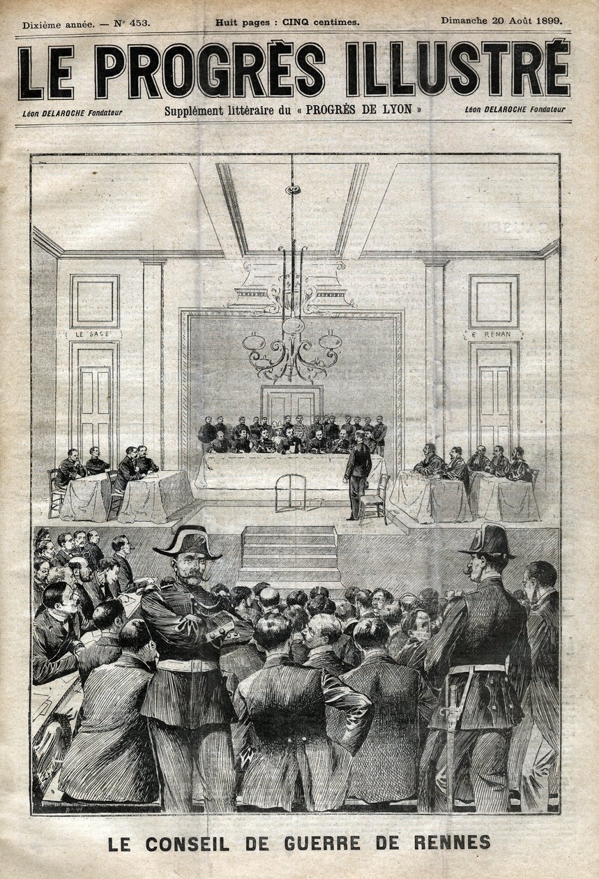 Dreyfus Case. Rennes Trial. Alfred Dreyfus before the War Council (1899). Cover of 
