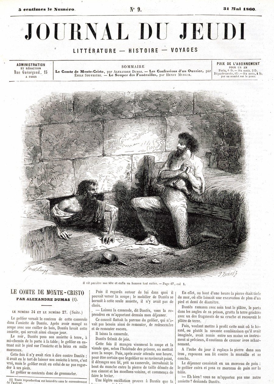 Edmond Dantes, the Count of Monte Cristo Meets Abbe Faria Thanks to the Hollow Tunnel in the Prison - in 