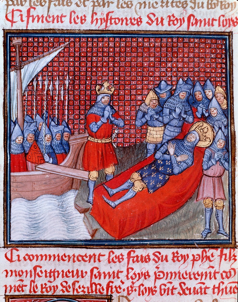 Eighth Crusade: The Death of Saint Louis in Tunis on 25 August 1270. Miniature taken from 