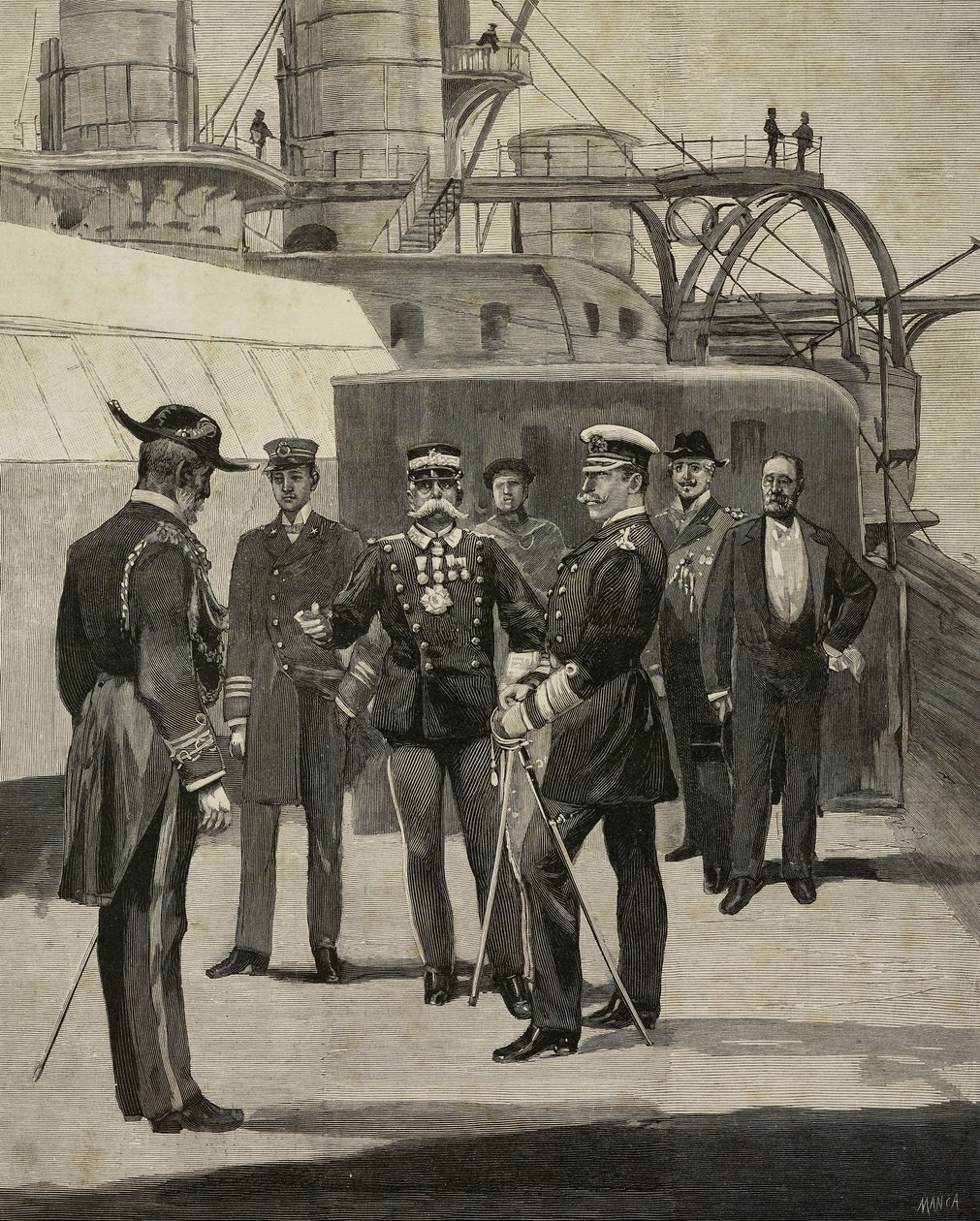 Emperor Wilhelm II of Germany Visiting Battleship Sicilia, Venice, Italy by Unknown Artist