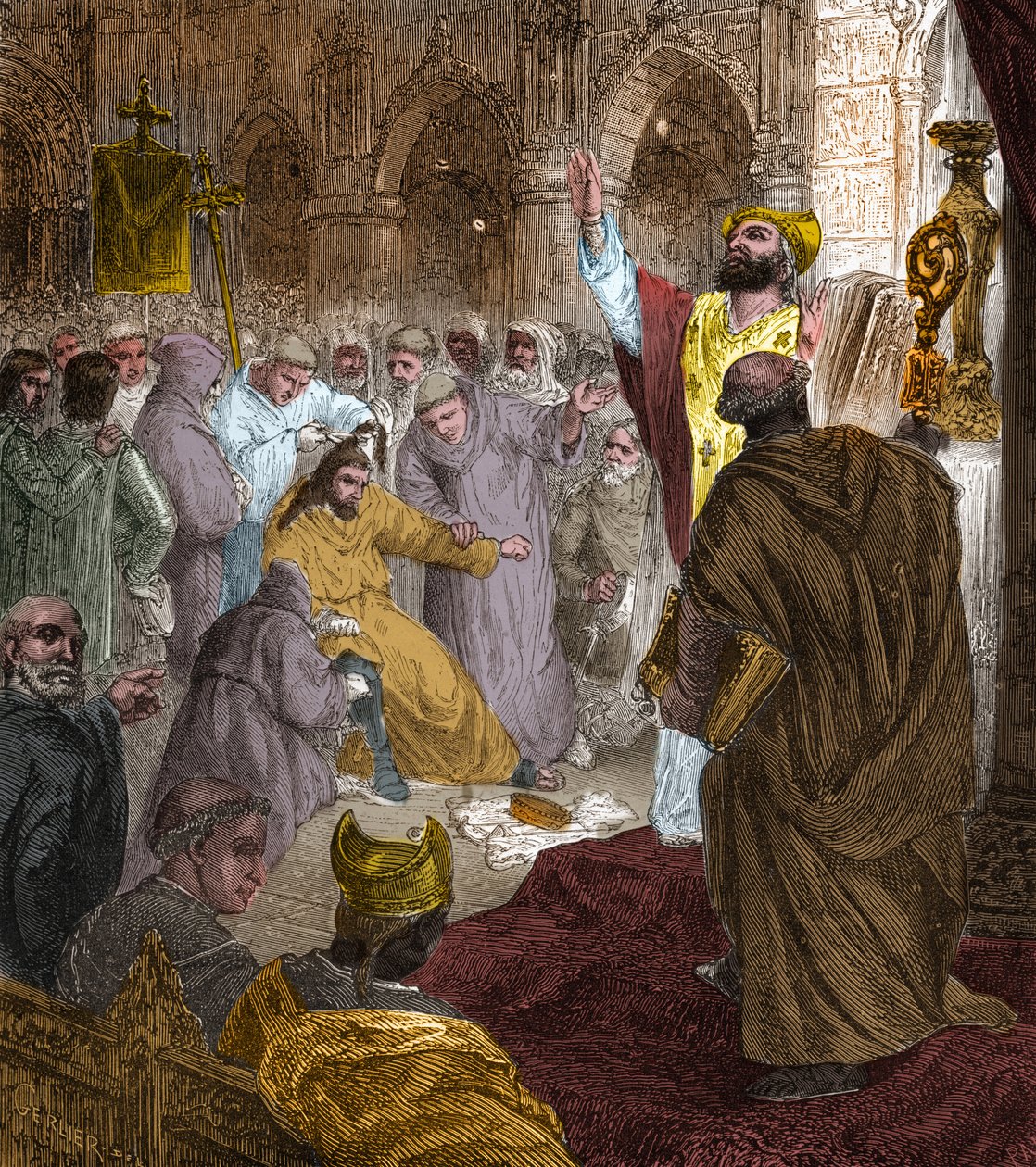End of the Merovingian dynasty, 751: deposition of King Childeric III by Pepin the Short. by Unknown artist