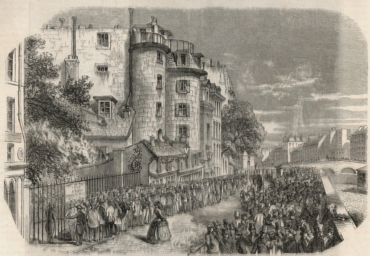 Entry of the Police Prefecture by Rue de Jerusalem at the Corner of Quai des Orfevres in Paris in the 19th Century Before 1871 - Engraving in Tableau-de-Paris by Edmond Texier 1852 by Unknown artist