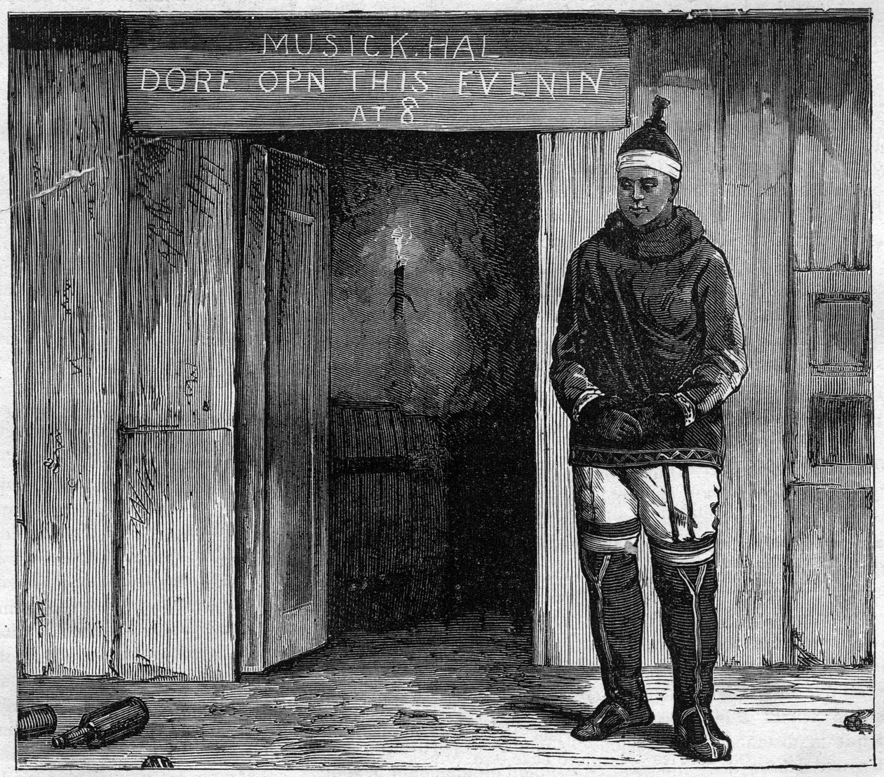 Eskimo of Disko Island (Qeqertarsuaq) Greenland at the end of the 19th century - engraving of 1884 by Unknown artist