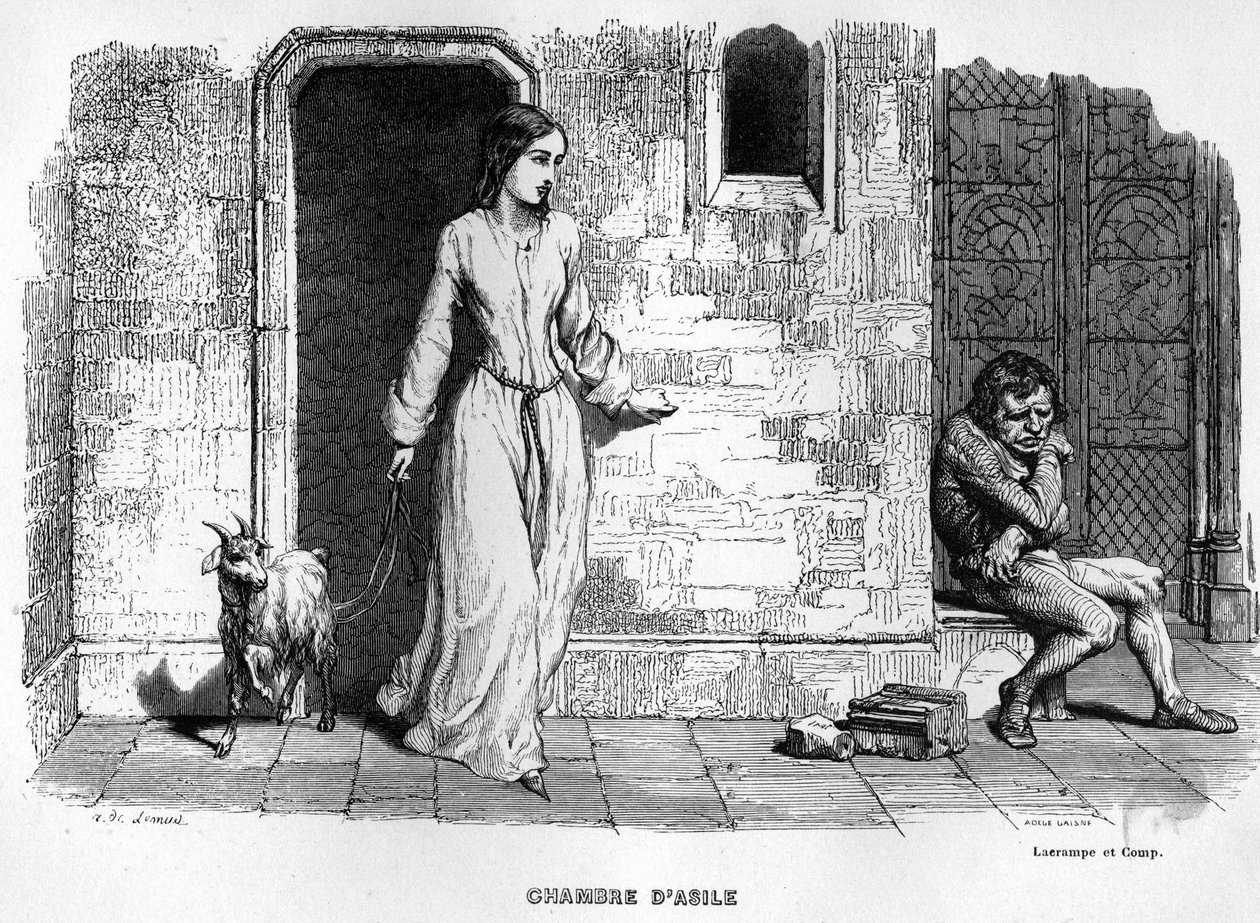Esmeralda meets Quasimodo - in Notre Dame de Paris by Unknown artist
