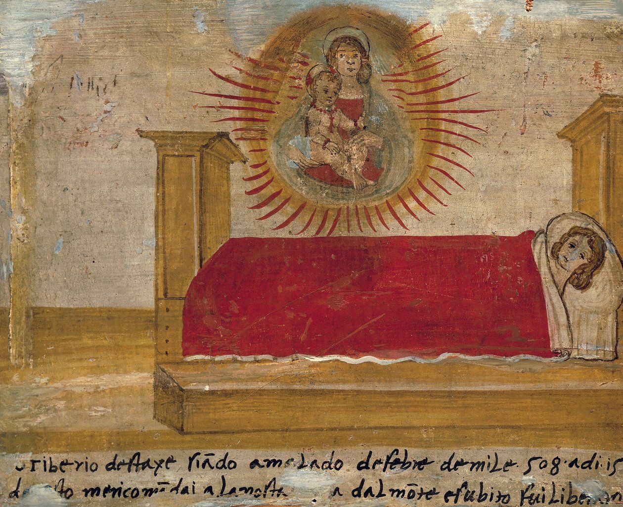 Ex-voto Depicting Madonna and Child with Patient in Bed by Unknown artist