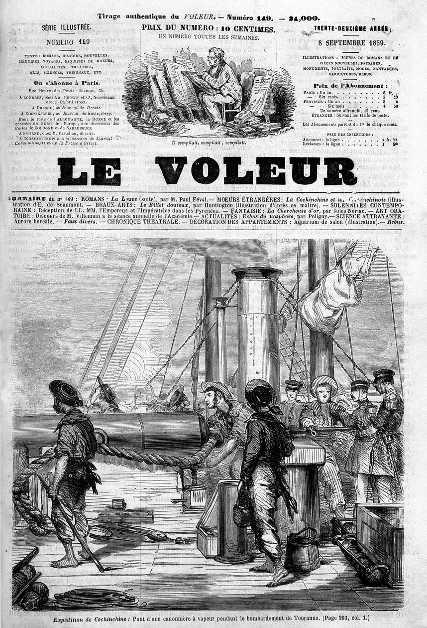 Expedition to Cochinchine: bridge of a steam gunboat during the bombing of Touranne in 