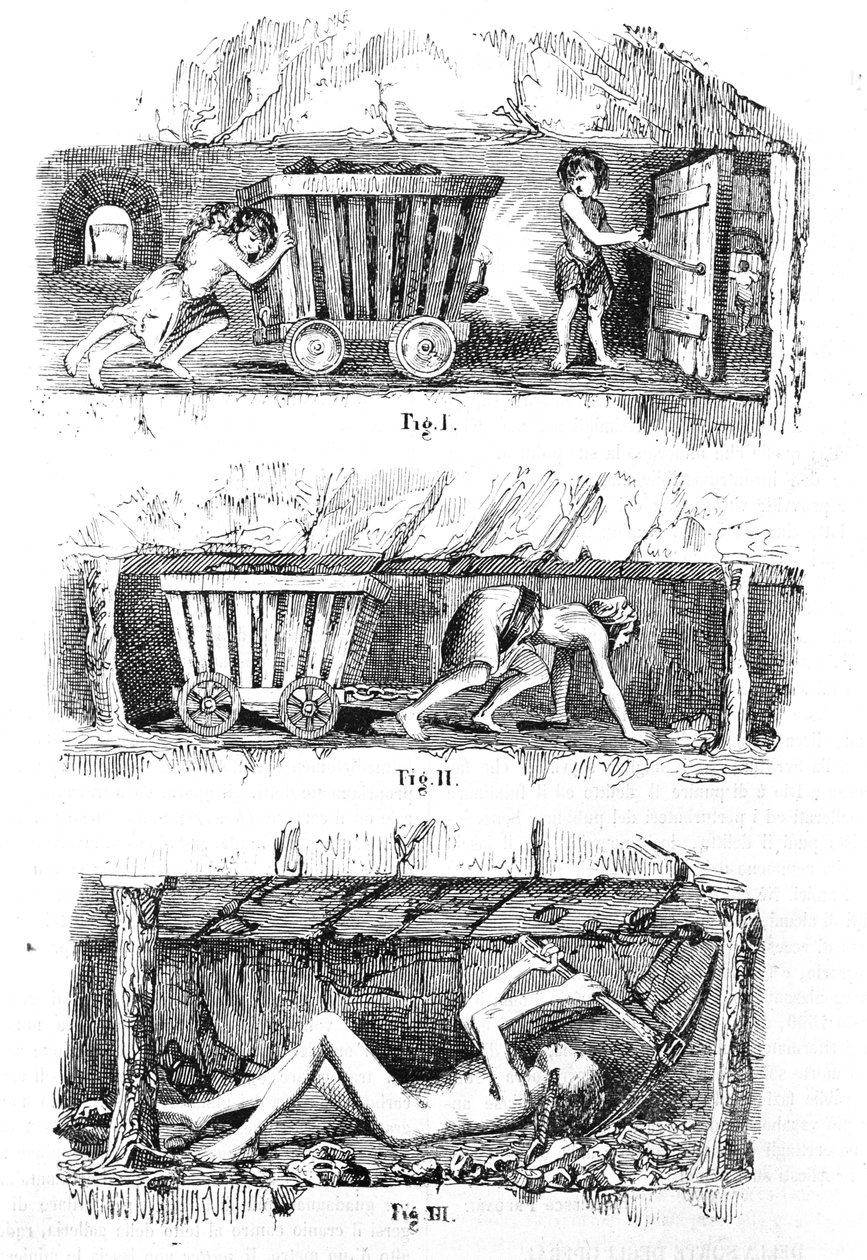 Exploitation of child labour in English coal mines. by Unknown artist