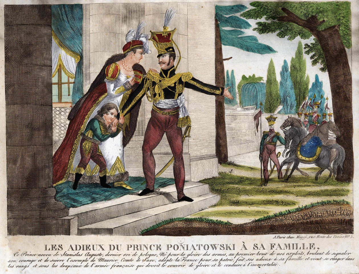 Farewell of Prince Joseph Antoni Poniatowski to his family, engraving of the time by Unknown artist