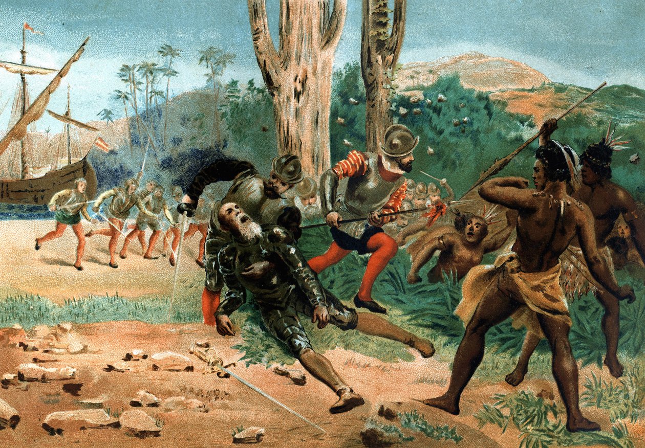 Fernand de Magellan (circa 1480-1521), Portuguese navigator, killed on the island of Mactan (Philippines) on 27 April 1521. After 