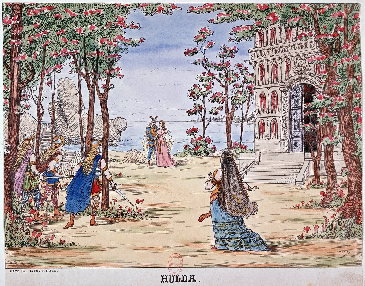 Final scene of the opera Hulda by Unknown artist