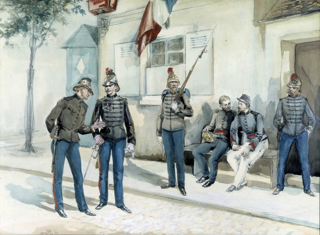 Firefighters in Front of Their Barracks in 1870 by Unknown artist