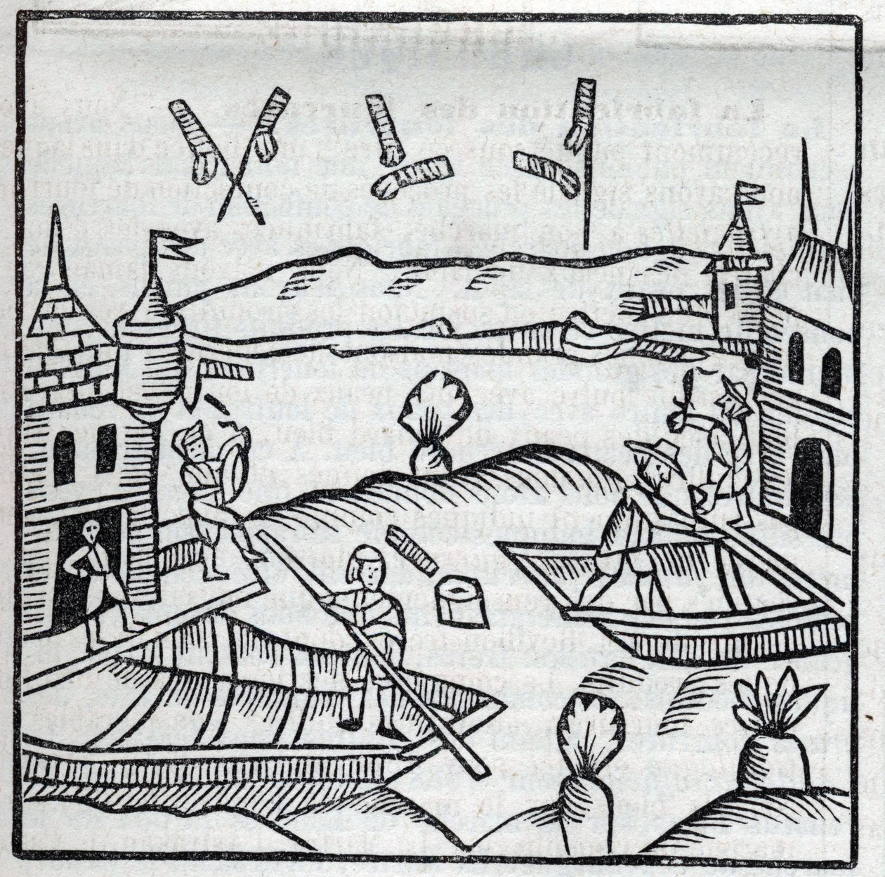 Fireworks and Fireworks: Fireworks on Water. Reproduction of the Engravings of the Work of the French Jesuit Jean Leurechon La Recreation Mathematiques, ou Interview Facetieux sur Plusieurs Plaisants Problemes, en fait d