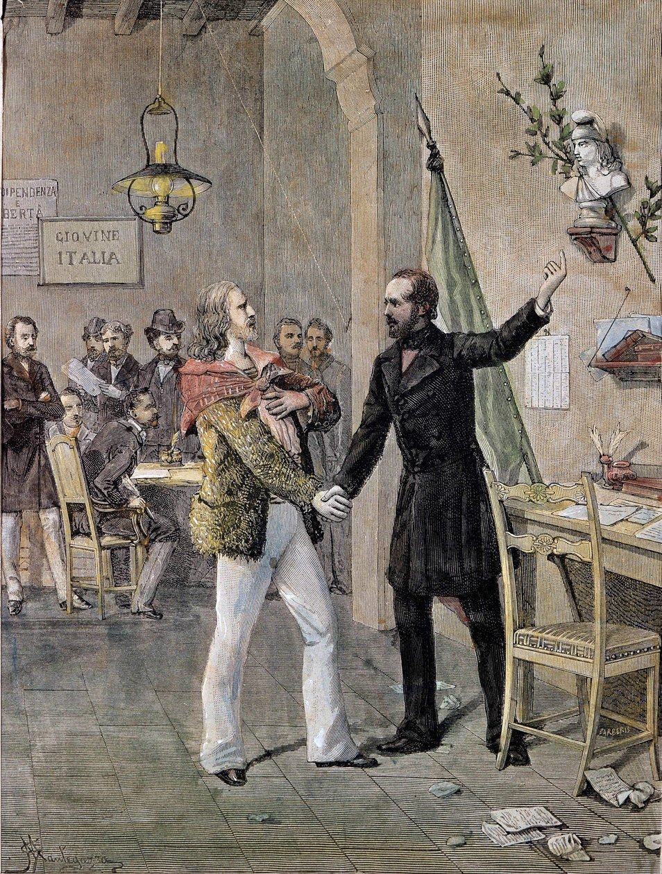 First meeting between Giuseppe Garibaldi and Giuseppe Mazzini in Marseille in 1833 by Unknown artist