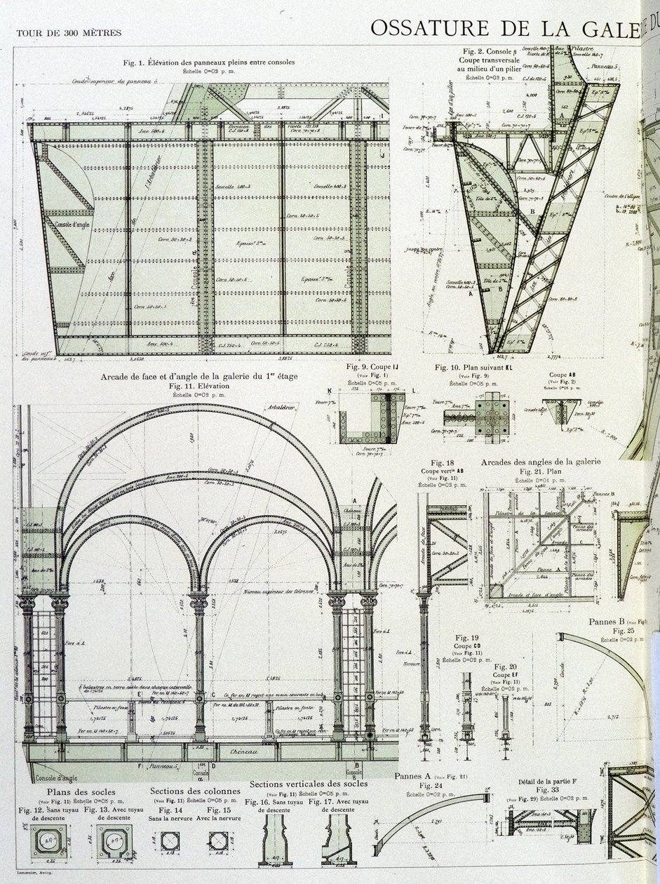 Frame of the gallery on the first floor of the Eiffel Tower - industrial design by Unknown artist