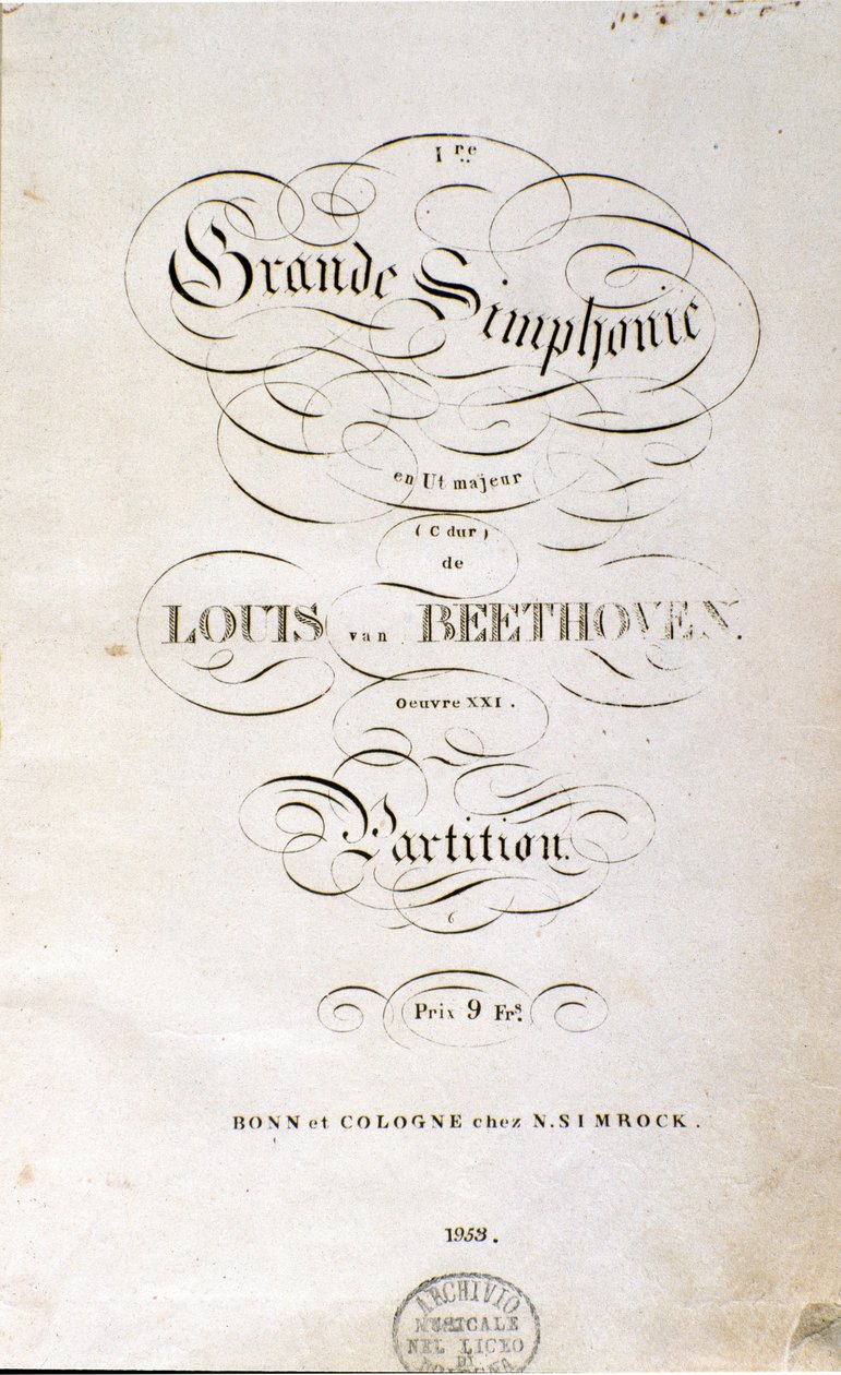 Frontispiece of the first German edition of the score of Symphony No. 1 in C major by Ludwig van Beethoven by Unknown artist