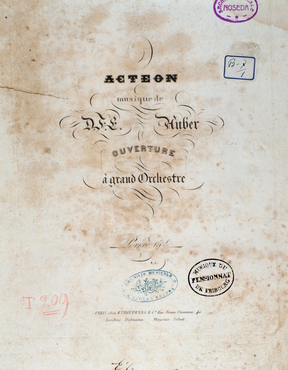 Frontispiece of Acteon English Opera Comique by Daniel Francois Esprit Auber by Unknown artist