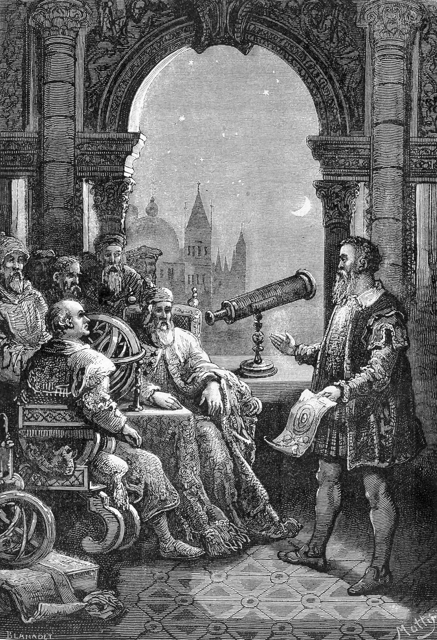 Galileo Galilei presenting the first astronomical bezel to the Doge of Venice by Unknown artist