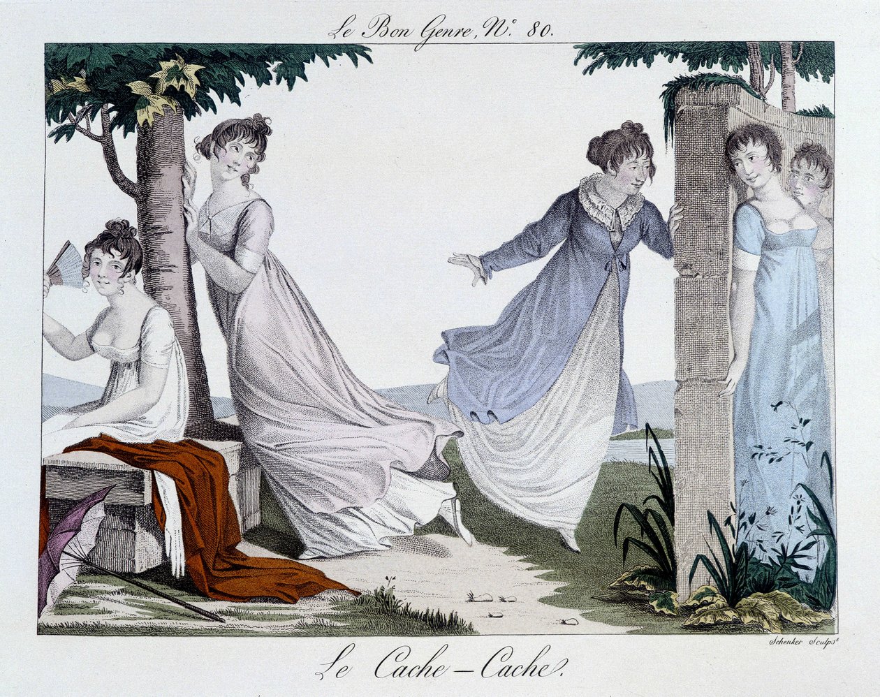 Game of Hide and Seek (Cache Cache) - in "The Good Genre", No.80, early 19th century by Unknown artist