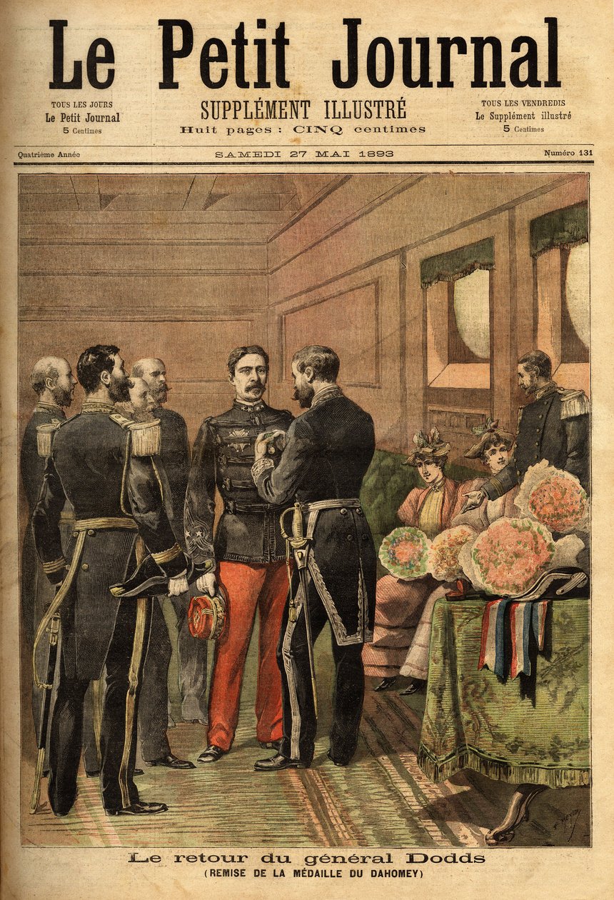 General Alfred Dodds (1842-1922), after having distinguished himself during missions to Indochina and pacifying Senegal, he led the Dahomey campaign and received the Dahomey medal, presented by the Commissioner General of the Navy Hanes. Selva