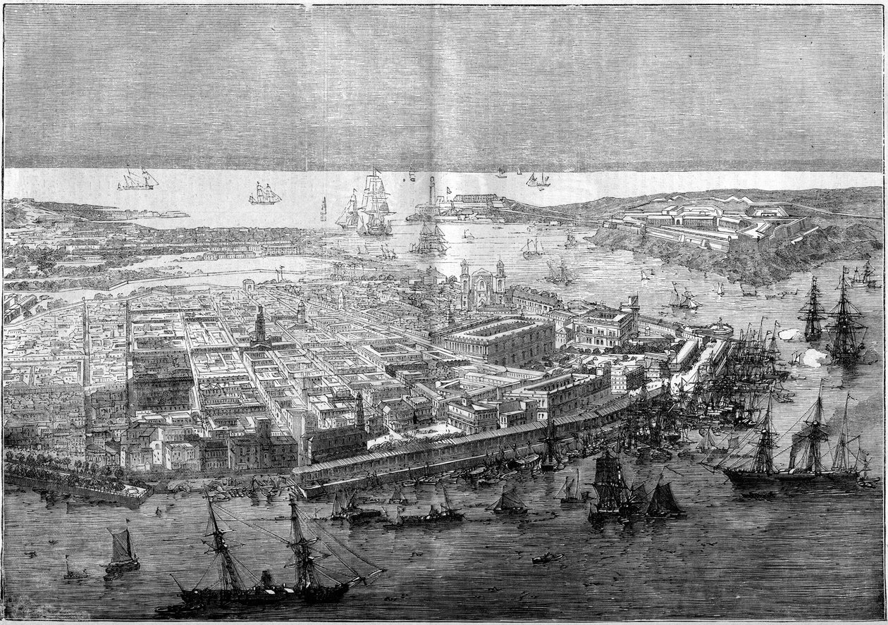 General view of Havana in 1862 - apparatus of the French division commanded by Rear Admiral Jurien de la Graviere by Unknown artist