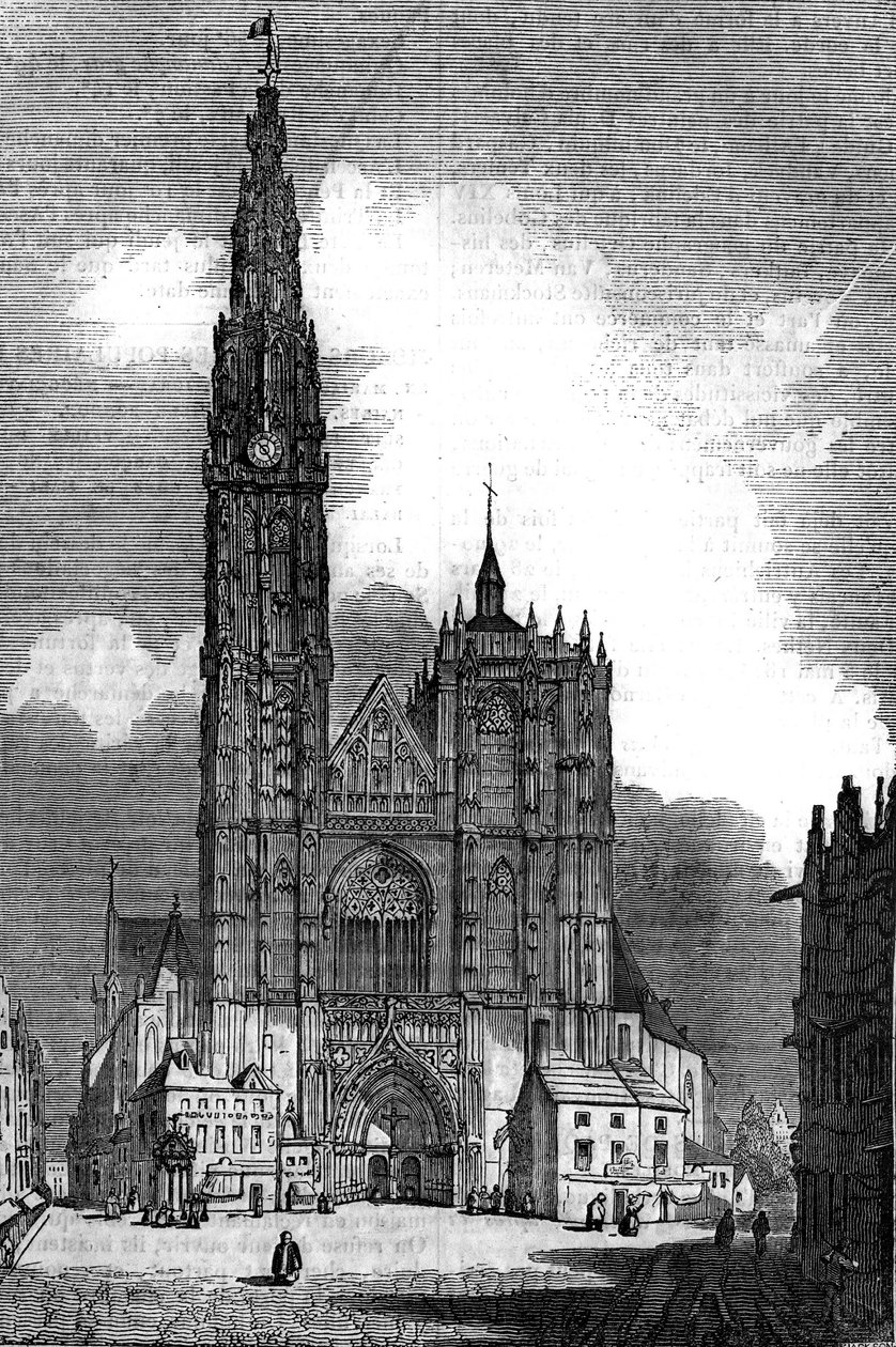 Gothic architecture: view of the Cathedral Notre Dame, Antwerp (Gothic style) by Unknown artist