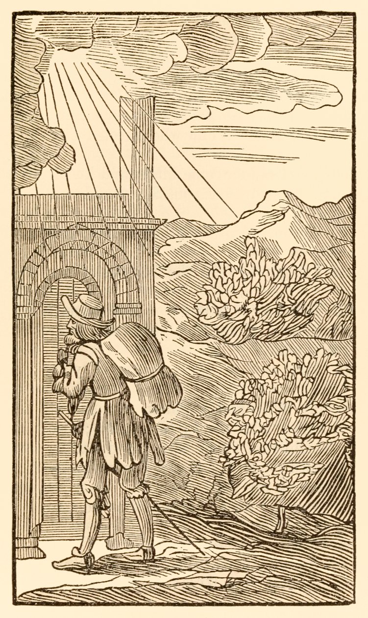 He That Will Enter In Must First Without Stand Knocking at the Gate from The Pilgrims Progress From This World, To That Which Is To Come by John Bunyan (1628-1688) by Unknown