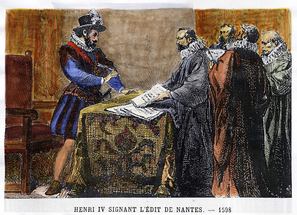 Henri IV (1553 - 1610) signed the Edict of Nantes in 1598 by Unknown artist