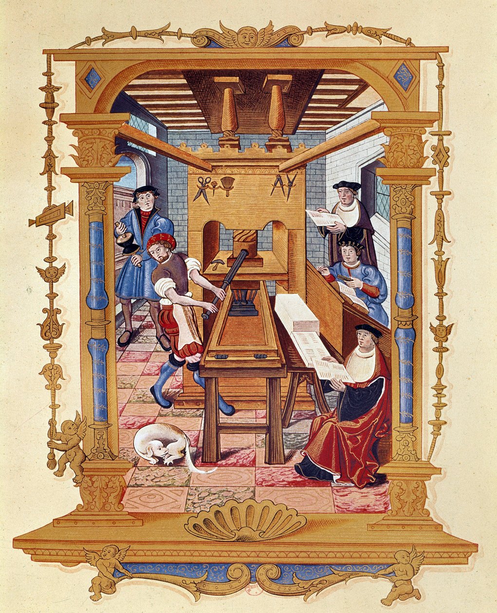 History of printing: a typographic workshop around 1530 by Unknown artist