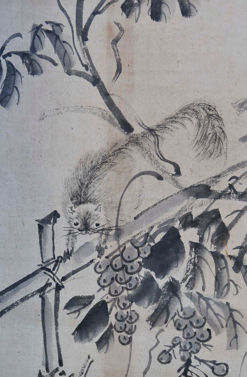 Bird and Flower Painting with Landscape by Unknown artist