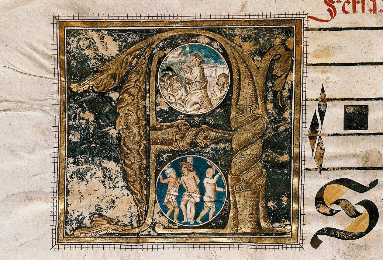 Illuminated Letter of the Preaching of Jesus Before the Apostles and ...
