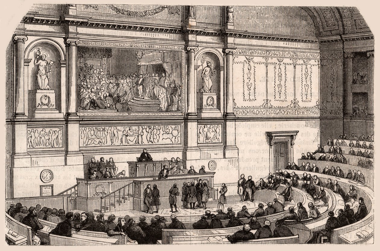 Inside view of the National Assembly at a session of the Chamber of Deputies, Paris, France by Unknown