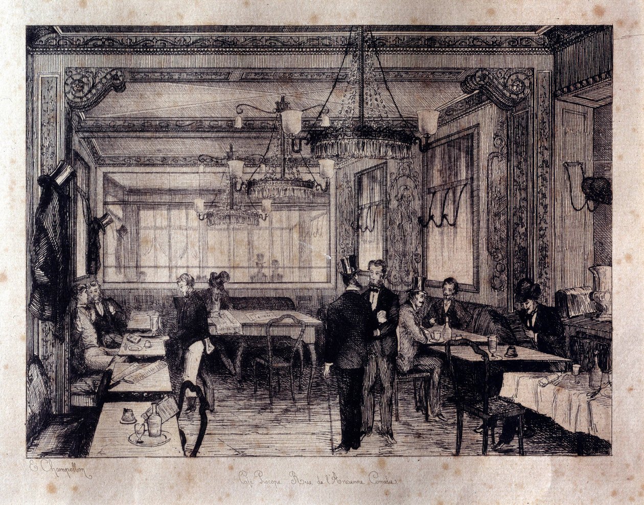 Inside view of the cafe Le Procope in the rue de l