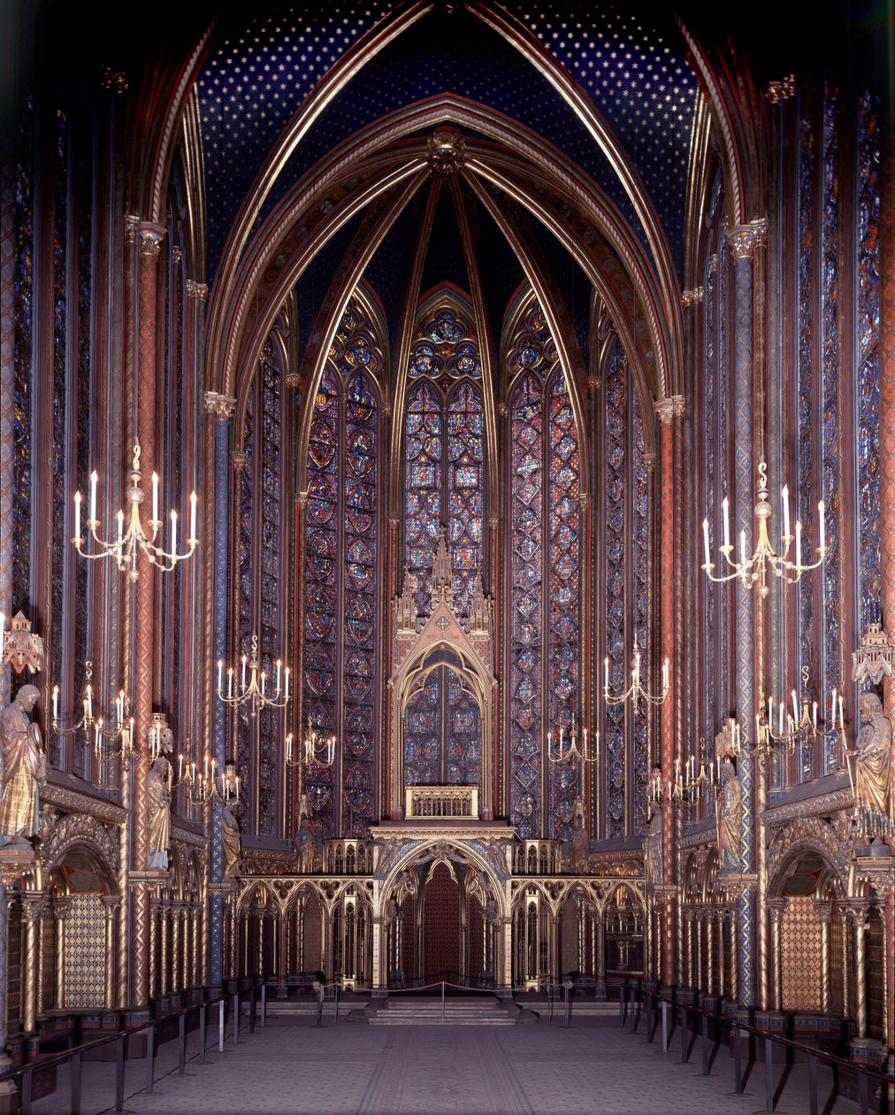 Interior View of the Sainte Chapelle of Paris: High Chapel, Architecture by Unknown artist
