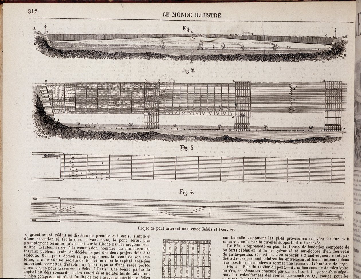 International bridge project over the Channel between Calais and Dover - in 