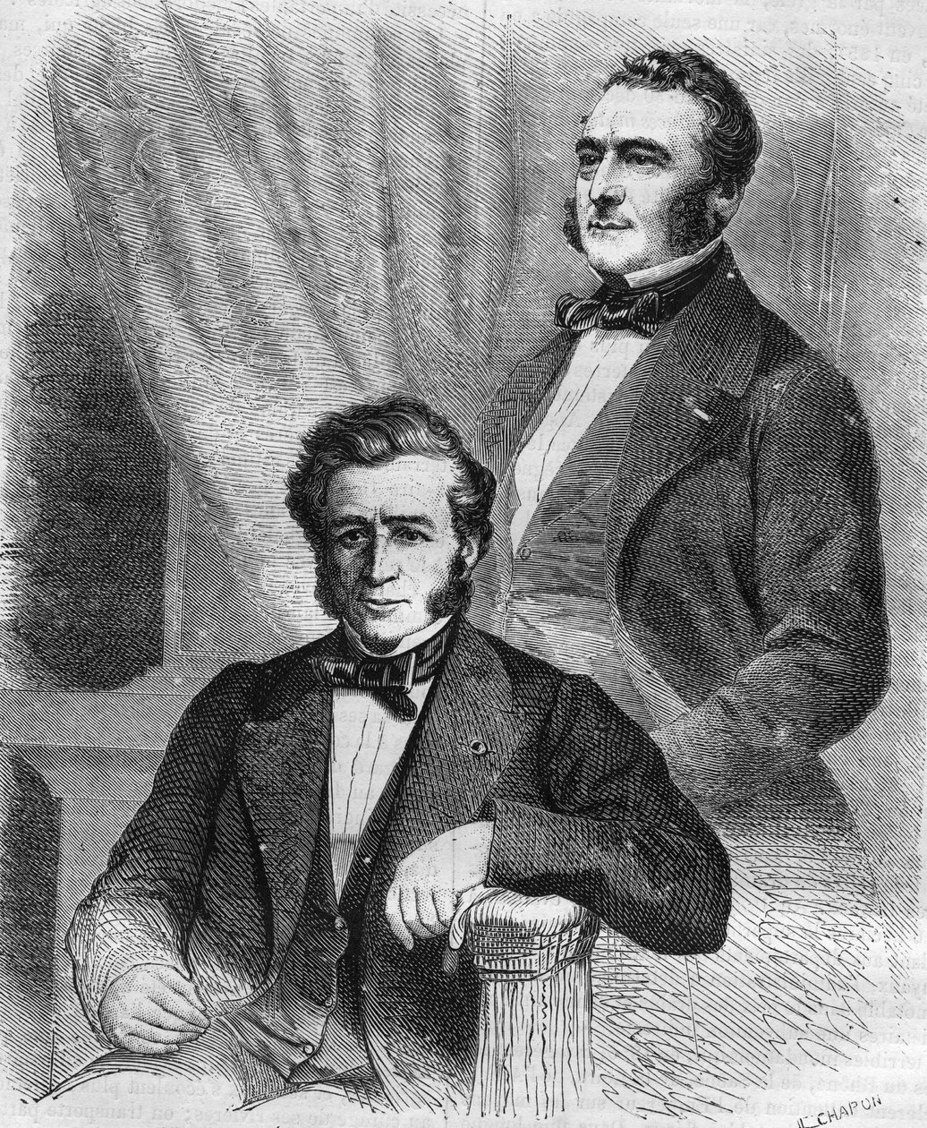Isaac and Jacob Emile Pereire, French businessmen, founders of the Société de crédit mobilier (1852) by Unknown artist
