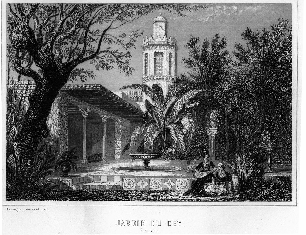 Jardin du dey in Algiers, located in the fortified precinct of the Kasbah (casbah), main residence of the chief general of the French army in 1830 - In 