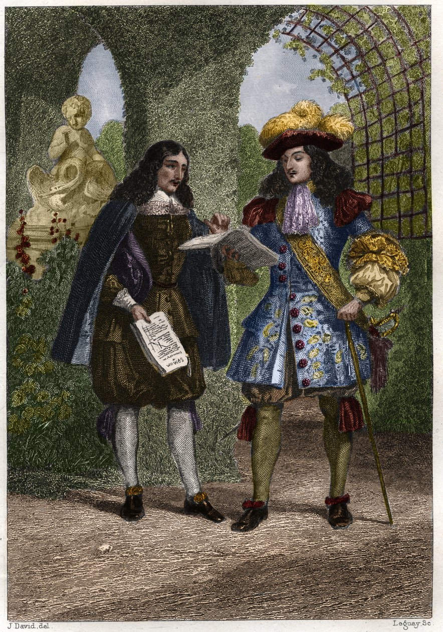 John the Baptist Colbert with Louis XIV, King of France and Navarre. Engraving of the 19th century. Private collection. by Unknown artist