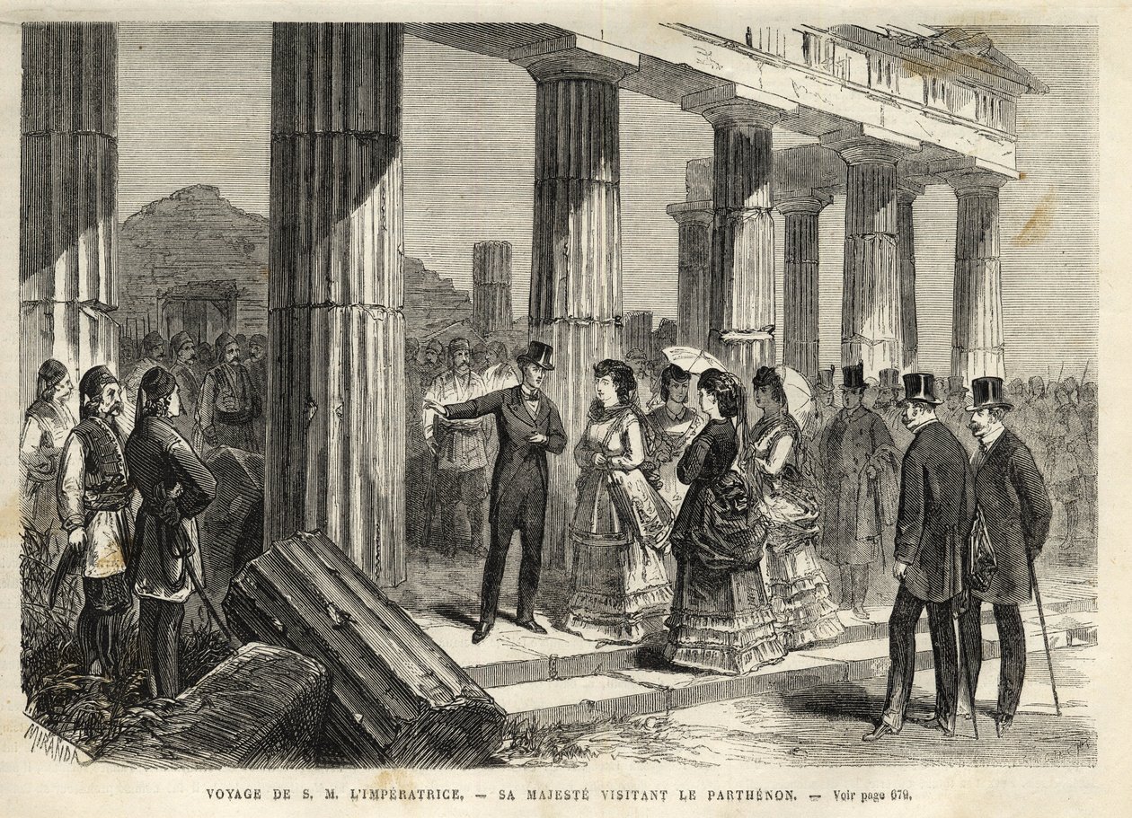 Journey of the Empress Eugenie in Greece - Visit of the Parthenon in Athens - 1869 by Unknown artist