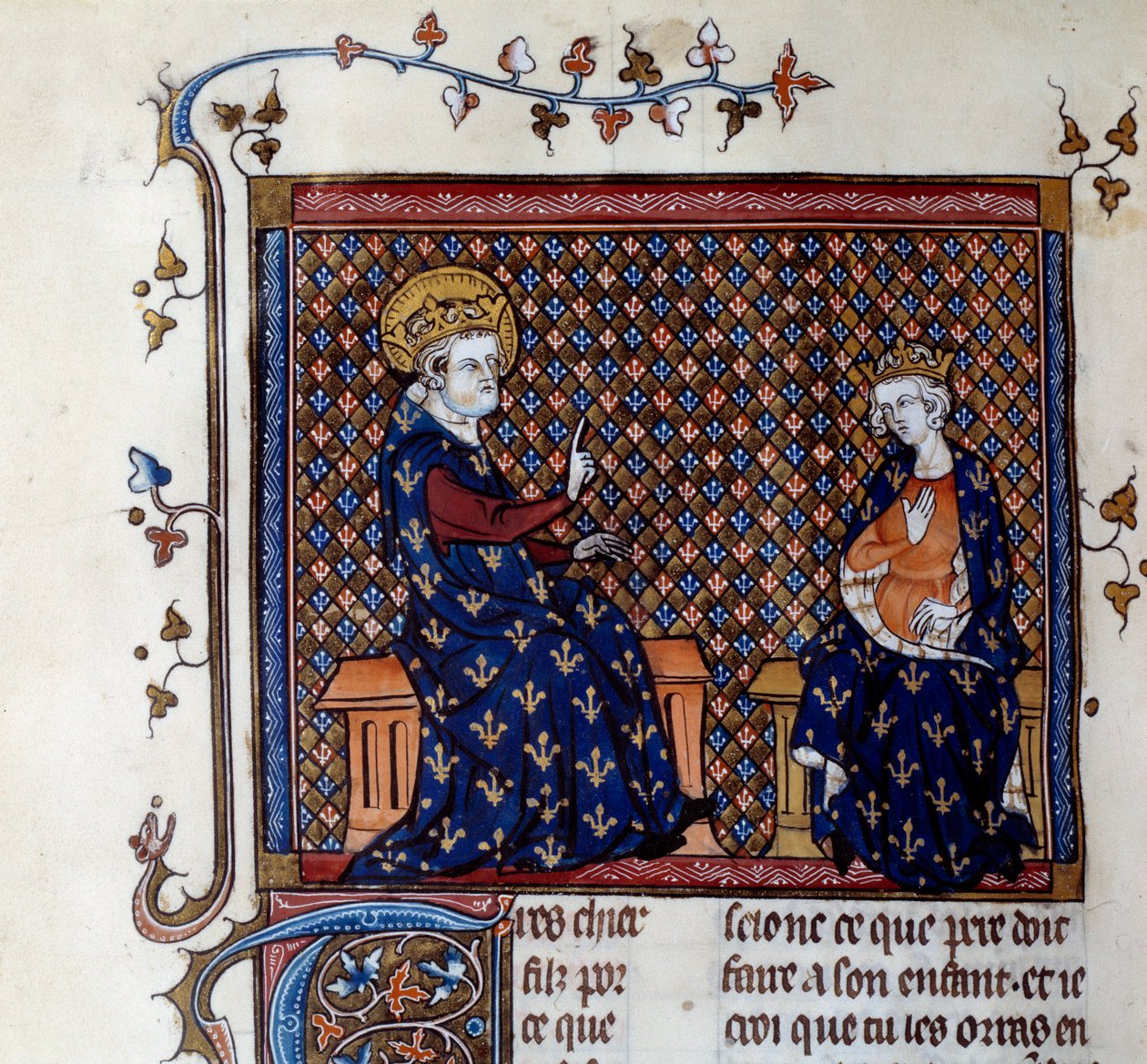 King Louis IX (1214-1270) teaches the master of king to his son, future Philip III by Unknown artist